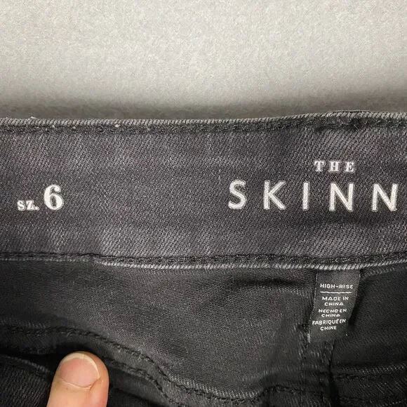 White House Black Market Black Sequined Distress High Rise Skinny Jeans Women 6 - Picture 6 of 7